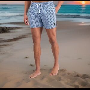 HUGO BOSS Men Vibe W/Unique Intricate Pattern Quick Dry Mesh Lining Swim Trunks